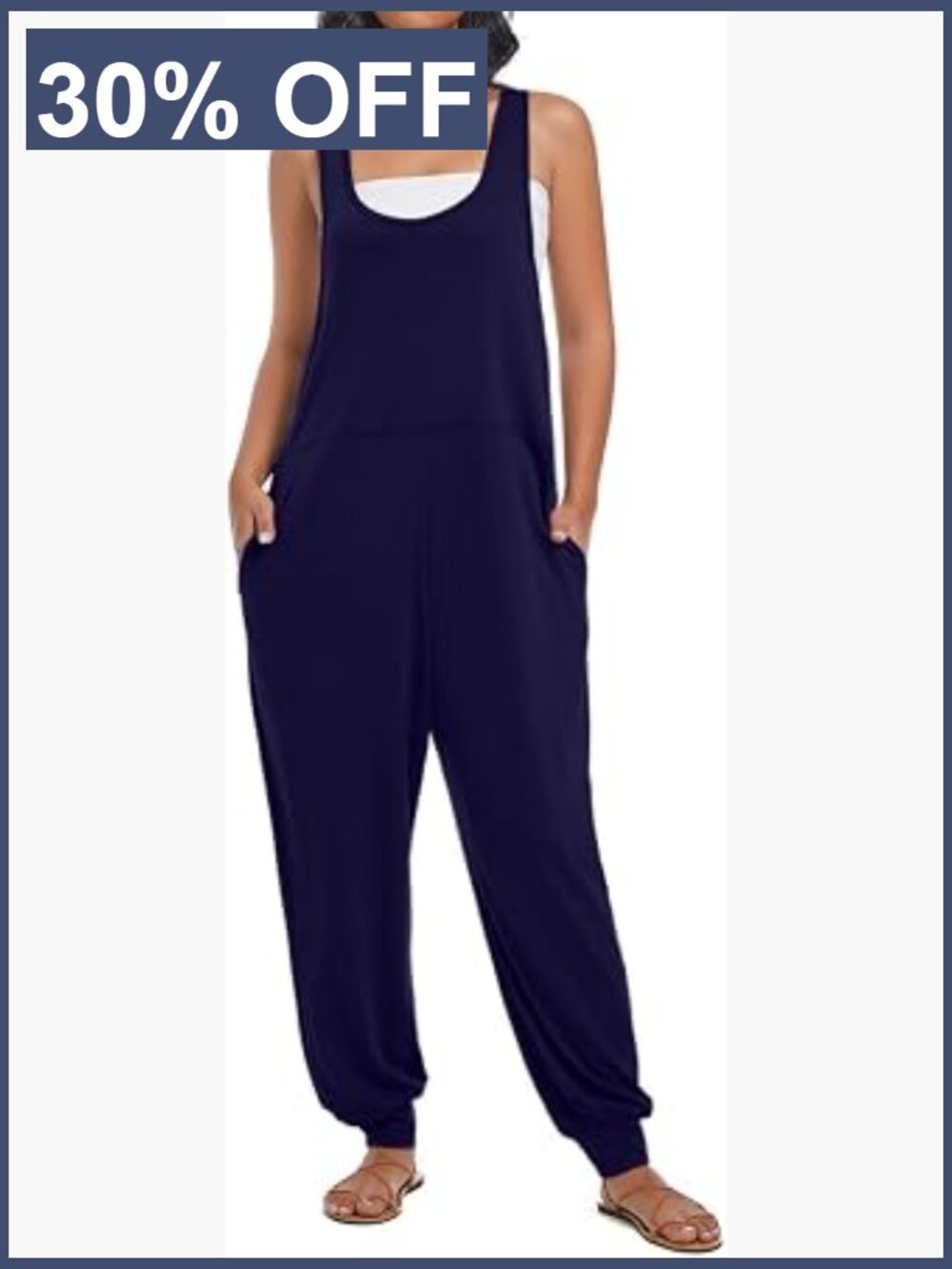 Sleeveless Loose Jumpsuit Harem Pants Romper Overalls Pockets